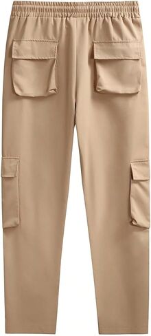 OYOANGLE Men's Streetwear Drawstring Waist Button Side Flap Pocket Crago Pants Trousers in Kuwait