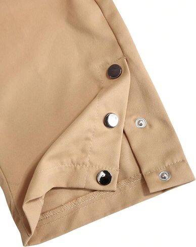 OYOANGLE Men's Streetwear Drawstring Waist Button Side Flap Pocket Crago Pants Trousers in Kuwait