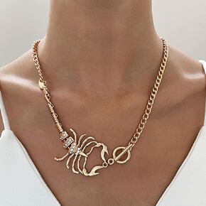 Zeshimb Punk Scorpion Choker Necklace Curved Bar Zodiac Collar Necklace Exaggerate Diamond Scorpion Chain Toggle Clasp Necklace Costume Halloween Statement Scorpion Necklace Jewelry for Women Men