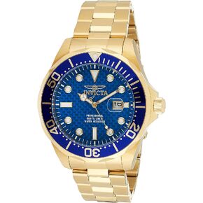 Invicta Men's 14357 Pro Diver Blue Carbon Fiber Dial 18k Gold Ion-Plated Stainless Steel Watch in Saudi Arabia
