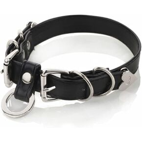 Handmade Punk Gold O-Ring Leather Choker Necklaces With Buckle Fastening Adjustable Collar For Womens