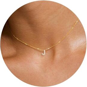 ZOERAY Initial Necklaces for Women Dainty Gold CZ Letter Necklace 14K Gold Plated Trendy Simple Cute Gold Choker Necklace Personalized Name A-Z Capital Necklace Jewelry Gifts for Women Girls