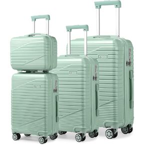 Somago 4 Piece Traveling Luggage Sets Expandable Suitcase (Only 24'') PC Hardside Suitcases with 4 Wheels TSA lock YKK Zippers Ceramic Ice Crackle (14"/20"/24"/28", RUYAO Sky Blue)