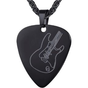 U7 Guitar Pick Necklace for Men Women, Guitar Pendant, Stainless Steel/Gold/Black R&B Music Jewelry Personalized Guitar Picks Pendant with 22 Inch Chain