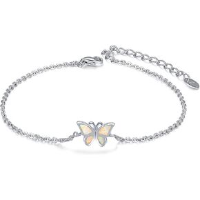 CHIC & ARTSY Opal Bracelet 925 Sterling Silver Synthetic Opal Bracelet Opal Butterfly, Stethoscope, Evil Eye, Cross, Bar, Infinity Bracelet for Women Adjustable Sister Friendship Bracelets Christmas Jewelry in Saudi Arabia