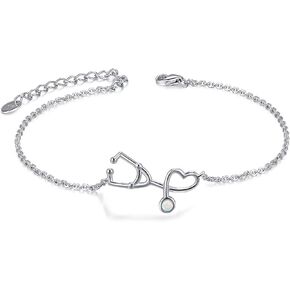 CHIC & ARTSY Opal Bracelet 925 Sterling Silver Synthetic Opal Bracelet Opal Butterfly, Stethoscope, Evil Eye, Cross, Bar, Infinity Bracelet for Women Adjustable Sister Friendship Bracelets Christmas Jewelry in Kuwait