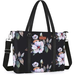 MOSISO USB Port Laptop Tote Bag (17-17.3 inch) with Adjustable Top Handle, Laptop Bag for Women, Hibiscus Polyester Work Travel