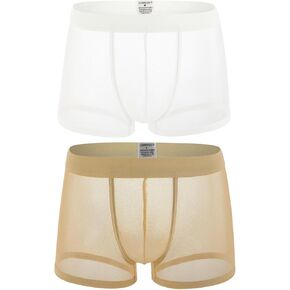 2 Pack of Men Boxer Briefs Transparent Shorts Mens Soft Underpants Men's See-through Trunks Sexy Underwear For Man