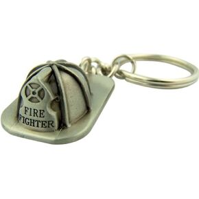 Pewter Firefighter Helmet Shaped Medal Keychain, 1 1/2 Inch in Kuwait