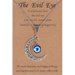 VIBILIA Evil Eye Necklace Sun Pendant Turkish Blue Eye Protection Lucky Necklaces Jewelry Gifts for Men Women (Sun) - Silver