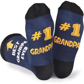 Veachog Grandpa Socks, Gifts for Grandpa Christmas Gifts from Grandkids - Best Grandpa Ever Gifts, Funny Socks for Papa Grandfather Christmas Birthday Gifts from Grandchildren, 1 Grandpa Sock for Men