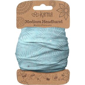 Karma Blue Headband for Women - Medium - Fabric Headband and Stretchy Hair Scarf - Blue