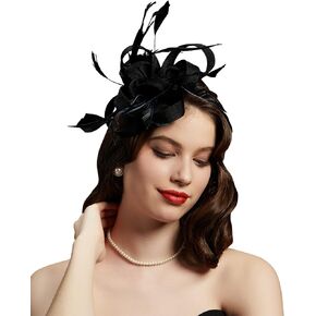 Cizoe Kentucky Derby Hat for Women Fascinators Hat with Headband Wedding Flower Cocktail Mesh Feathers Hair Clip