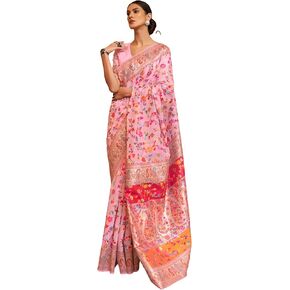 ساري KNETLI باللون الوردي مع Zari النقي وCatlike Dhaga بطول 5.5 متر مع بلوزة غير مخيطة in Kuwait