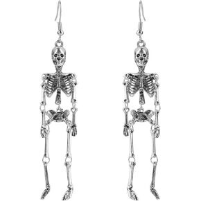 yolev الجمجمة أقراط للرجال النساء صوتها الهيكل العظمي طويل الأذن انخفاض الأقراط مسمار هالوين زي الاكسسوارات الأقراط مخيف هالوين حزب الأقراط هالوين للنساء الفتيات in Kuwait