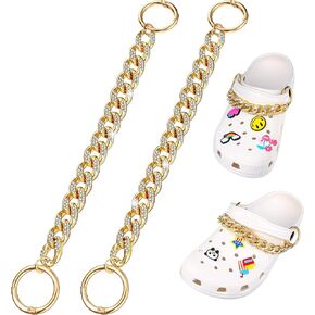 2 Pcs Crystal Shoe Charms Chain Metal Style Shoe Chain DIY Shoe Charms Chain Twist Shoe Charms Chain Shiny Shoe Chain Clog Sandals Pins Accessories for Sandals Casual Shoes in Kuwait