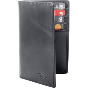 Blacaro - Tressario Minimalist Slim Wallet for Men RFID Blocking Breast Pocket Leather Gift Box Wallet (Black)