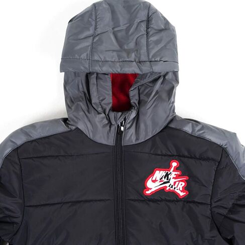 Jordan Boys Youth Jumpman Puffer Layered Look Zip Hoodie Jacket (Black (957917), Medium in Saudi Arabia