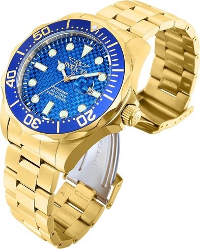 Invicta Men's 14357 Pro Diver Blue Carbon Fiber Dial 18k Gold Ion-Plated Stainless Steel Watch in Saudi Arabia