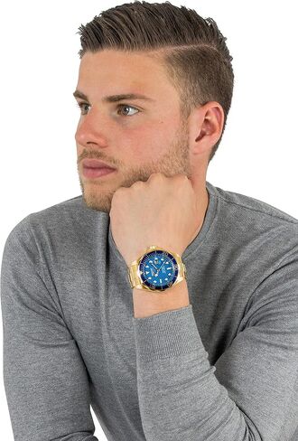Invicta Men's 14357 Pro Diver Blue Carbon Fiber Dial 18k Gold Ion-Plated Stainless Steel Watch in Saudi Arabia