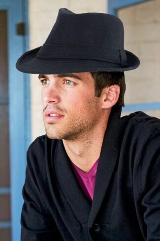 Classic Manhattan Fedora Hat for Men - Unisex Classic Trilby Felt Panama Cap (M-L) Black in Saudi Arabia