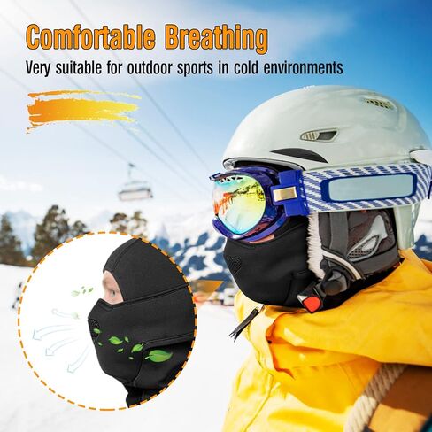 هاساجي قناع تزلج احترافي بالاكلافا بغطاء راس جيد التهوية للرجال والنساء، اسود، مقاس واحد, أسود, One Size in Kuwait