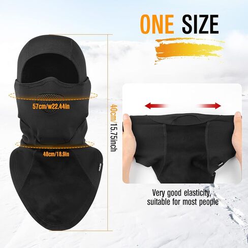 هاساجي قناع تزلج احترافي بالاكلافا بغطاء راس جيد التهوية للرجال والنساء، اسود، مقاس واحد, أسود, One Size in Kuwait