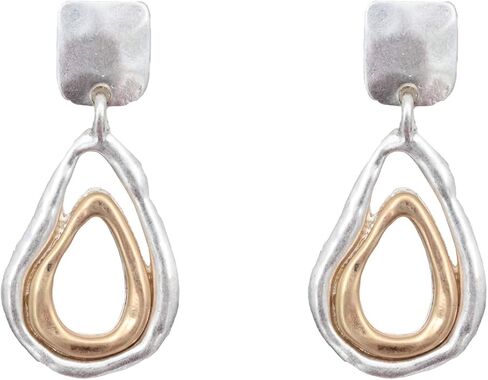 أقراط Della's Designs على شكل دمعة ذات درجتين من اللون، لمسة نهائية ناعمة فريدة من نوعها باللونين الذهبي والفضي. أسلوب مشاركة كلاسيكي جذاب in Kuwait