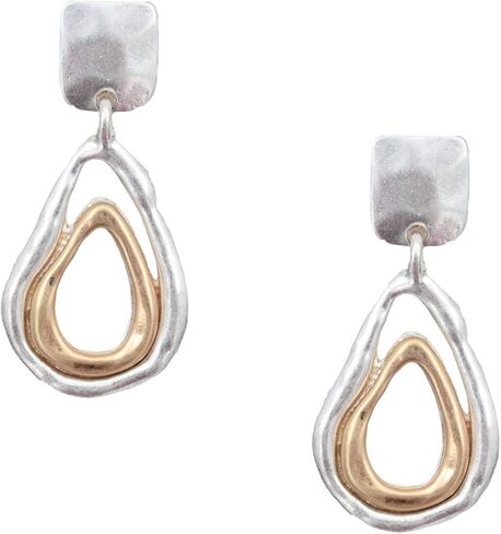 أقراط Della's Designs على شكل دمعة ذات درجتين من اللون، لمسة نهائية ناعمة فريدة من نوعها باللونين الذهبي والفضي. أسلوب مشاركة كلاسيكي جذاب in Kuwait