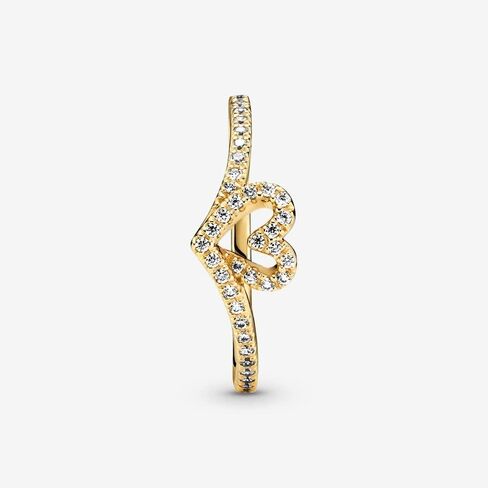 PANDORA Timeless Wish Sparkling Heart Ring - Perfect Jewelry Gift for Women - Hand-Finished 14k Gold-Plated Shine with Cubic Zirconia - Size 9 in Saudi Arabia