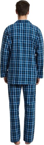 GLOBAL Pajamas for Men Pj Set 100% Cotton Pajama Long Sleeve/Pants Plaids Loungewear sets in Kuwait
