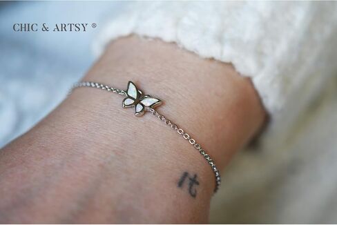 CHIC & ARTSY سوار أوبال 925 الفضة الاسترليني سوار أوبال الاصطناعية فراشة أوبال، سماعة الطبيب، عين الشر، الصليب، بار، سوار لا نهاية للنساء قابل للتعديل أساور الصداقة الأخت مجوهرات عيد الميلاد in Saudi Arabia