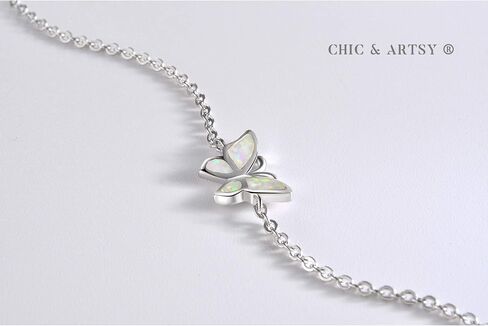 CHIC & ARTSY سوار أوبال 925 الفضة الاسترليني سوار أوبال الاصطناعية فراشة أوبال، سماعة الطبيب، عين الشر، الصليب، بار، سوار لا نهاية للنساء قابل للتعديل أساور الصداقة الأخت مجوهرات عيد الميلاد in Saudi Arabia