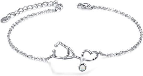 CHIC & ARTSY Opal Bracelet 925 Sterling Silver Synthetic Opal Bracelet Opal Butterfly, Stethoscope, Evil Eye, Cross, Bar, Infinity Bracelet for Women Adjustable Sister Friendship Bracelets Christmas Jewelry in Kuwait