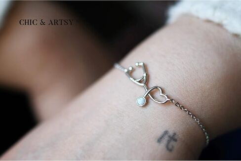 CHIC & ARTSY Opal Bracelet 925 Sterling Silver Synthetic Opal Bracelet Opal Butterfly, Stethoscope, Evil Eye, Cross, Bar, Infinity Bracelet for Women Adjustable Sister Friendship Bracelets Christmas Jewelry in Kuwait