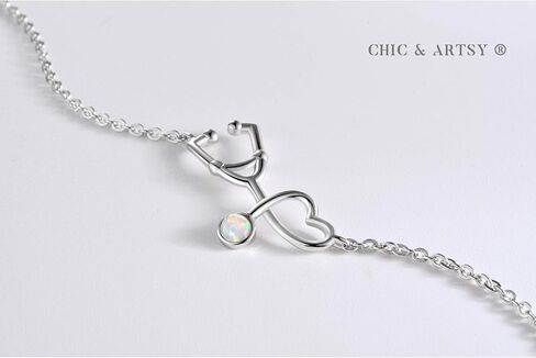 CHIC & ARTSY Opal Bracelet 925 Sterling Silver Synthetic Opal Bracelet Opal Butterfly, Stethoscope, Evil Eye, Cross, Bar, Infinity Bracelet for Women Adjustable Sister Friendship Bracelets Christmas Jewelry in Kuwait
