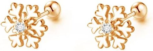 18g CZ Snowflake Flower Small Stud Earrings for Women Teen Girls Little Girls Cartilage Tragus Helix S925 Sterling Silver Barbell Screw Back Hypoallergenic Piercing Fashion Cute Tiny Delicate Jewelry Gifts Bff Daughter Xmas 8mm in Saudi Arabia