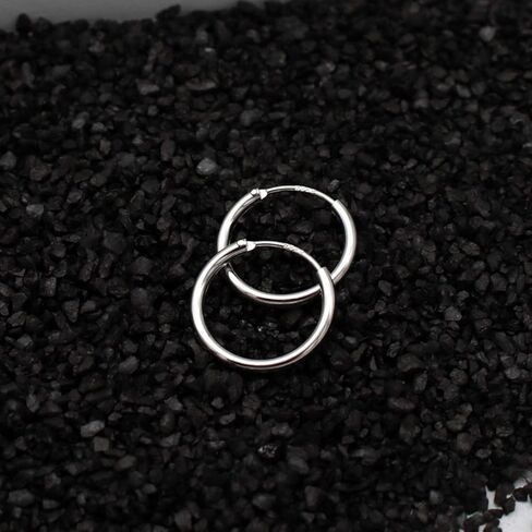 مجموعة من 4 أزواج من أقراط الغضروف الصغيرة المصنوعة من الفضة الإسترلينية والتي لا تسبب الحساسية ومطلية بالذهب الأبيض عيار 14 قيراط وأقراط الزنمة التي لا نهاية لها حلقات الأنف والشفاه، 8 مم 10 مم 12 مم 14 مم in Kuwait