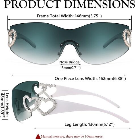 FEISEDY Rimless Y2K Sunglasses Heart for Women Men Fashion Futuristic Wrap Around Oversized Trendy Shield B2981 in Saudi Arabia