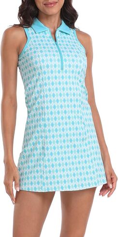 HDE Women's Tennis Dress Sleeveless Athletic Zip Up Golf Dresses with Separate Shorts in Saudi Arabia