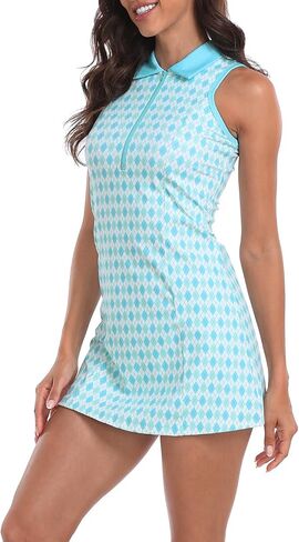 HDE Women's Tennis Dress Sleeveless Athletic Zip Up Golf Dresses with Separate Shorts in Saudi Arabia
