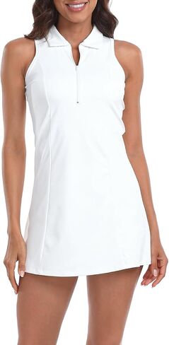 HDE Women's Tennis Dress Sleeveless Athletic Zip Up Golf Dresses with Separate Shorts in Saudi Arabia