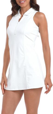 HDE Women's Tennis Dress Sleeveless Athletic Zip Up Golf Dresses with Separate Shorts in Saudi Arabia