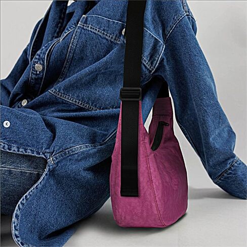 Medium Nylon Crossbody Crescent Bag: Slouchy Style Shoulder Casual with Adjustable Strap in Kuwait