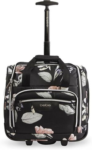 BEBE Valentina-Wheeled Under The Seat Carry-on Bag, Floral Black, ONE Size in Saudi Arabia