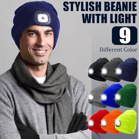 9 قطع من قبعة صغيرة للجنسين مع قفازات خفيفة للشتاء مع ضوء حر اليدين قابلة لاعادة الشحن USB قبعة دافئة محبوكة 4 مصابيح LED للاب الرجال الزوج مصباح يدوي قبعة الصيد التخييم الجري in Kuwait