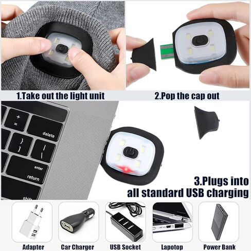 9 قطع من قبعة صغيرة للجنسين مع قفازات خفيفة للشتاء مع ضوء حر اليدين قابلة لاعادة الشحن USB قبعة دافئة محبوكة 4 مصابيح LED للاب الرجال الزوج مصباح يدوي قبعة الصيد التخييم الجري in Kuwait