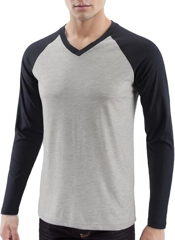 DESPLATO Men's Casual Vintage Slim Fit Short/Long Sleeve V-Neck Workout Hiking Baseball Jersey T-Shirts in Kuwait