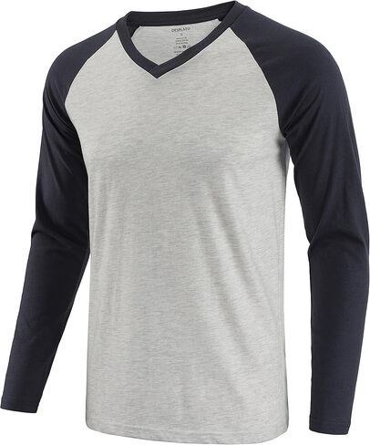 DESPLATO Men's Casual Vintage Slim Fit Short/Long Sleeve V-Neck Workout Hiking Baseball Jersey T-Shirts in Kuwait