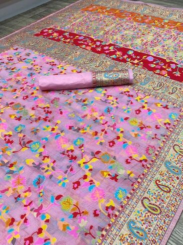 ساري KNETLI باللون الوردي مع Zari النقي وCatlike Dhaga بطول 5.5 متر مع بلوزة غير مخيطة in Kuwait